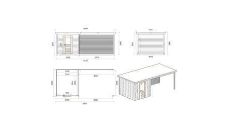 Casetta da giardino in legno Rava 6.56x3.09 m - 20.27 m2 - 28 mm - impregnata