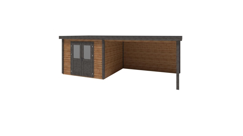Casetta da giardino in legno Aura 7.06x3.09 m - 21.81 m2 - 28 mm - impregnata