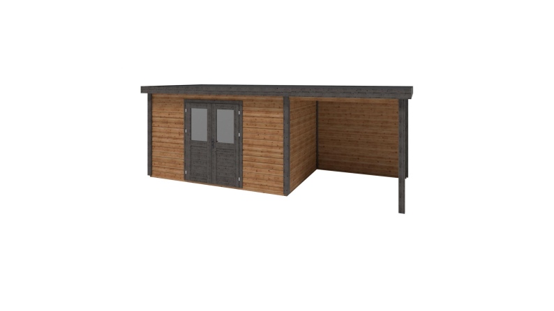 Casetta da giardino in legno Aura 7.06x4.09 m - 28.87 m2 - 28 mm - impregnata