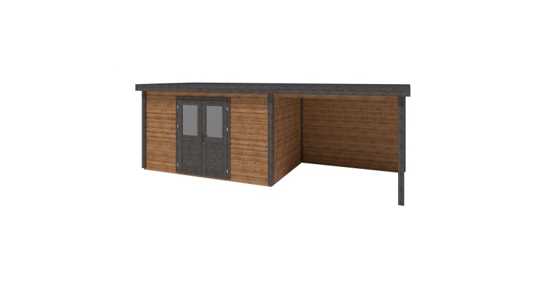 Casetta da giardino in legno Freya 6.56x2.59 m - 16.99 m2 - 28 mm - impregnata