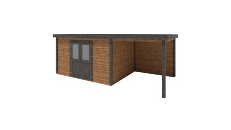 Casetta da giardino in legno Freya 7.06x2.59 m - 18.28 m2 - 28 mm - impregnata