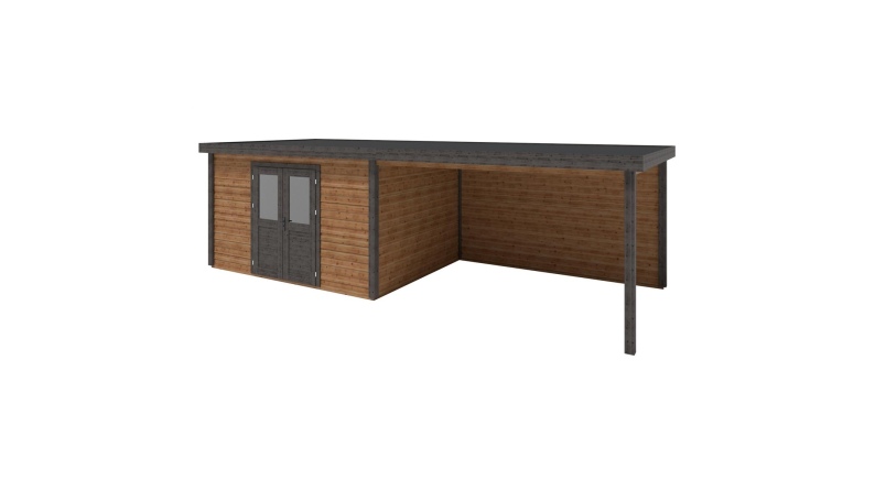 Casetta da giardino in legno Freya 7.06x3.09 m - 21.81 m2 - 28 mm - impregnata