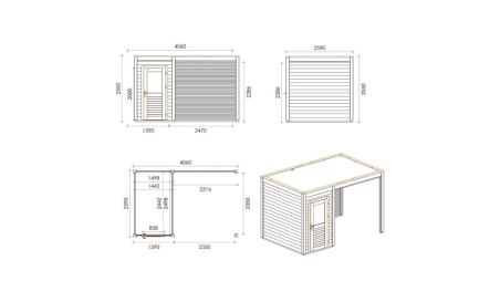 Casetta da giardino in legno Veya 4.06x2.59 m - 10.52 m2 - 28 mm - impregnata