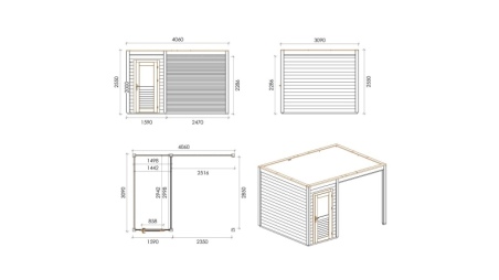 Casetta da giardino in legno Veya 4.06x3.09 m - 12.55 m2 - 28 mm - impregnata
