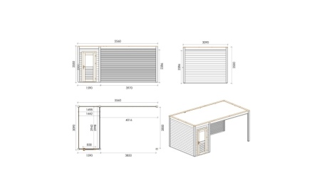 Casetta da giardino in legno Veya 5.56x3.09 m - 17.18 m2 - 28 mm - impregnata