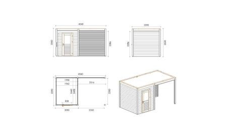 Casetta da giardino in legno Luma 4.56x2.59 m - 11.81 m2 - 28 mm - impregnata