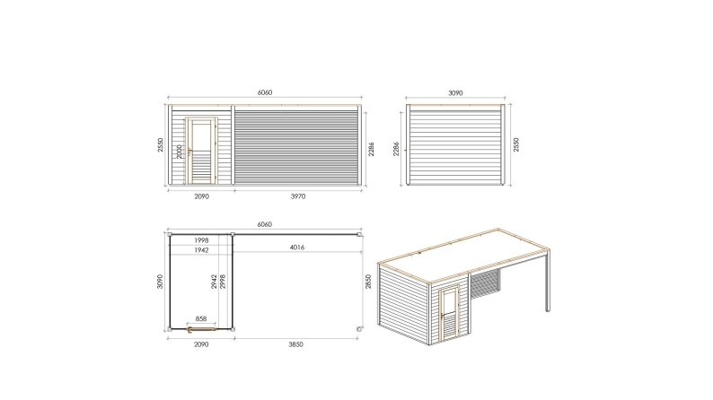 Casetta da giardino in legno Luma 6.06x3.09 m - 18.73 m2 - 28 mm - impregnata