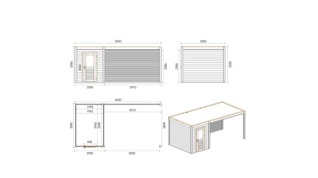 Casetta da giardino in legno Luma 6.06x3.09 m - 18.73 m2 - 28 mm - impregnata
