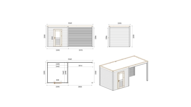 Casetta da giardino in legno Nexa 5.56x2.59 m - 14.4 m2 - 28 mm - impregnata