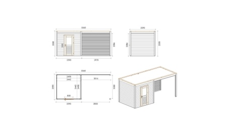 Casetta da giardino in legno Nexa 5.56x2.59 m - 14.4 m2 - 28 mm - impregnata