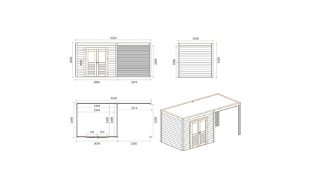 Casetta da giardino in legno Sora 5.56x2.59 m - 14.4 m2 - 28 mm - impregnata