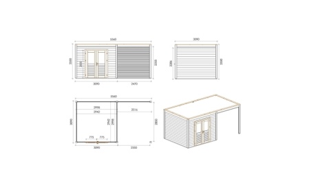 Casetta da giardino in legno Sora 5.56x3.09 m - 17.18 m2 - 28 mm - impregnata