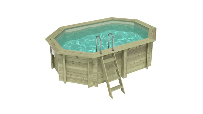 Piscina in legno NEMO 4.3 x 3 - H.1.18 m, sabbia, con supporti da cementare
