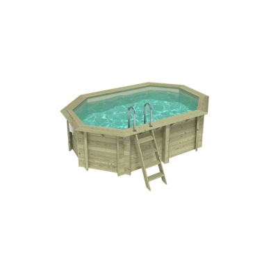 Piscina in legno NEMO 4.3 x 3 - H.1.18 m, sabbia, con supporti fissati al calcestruzzo