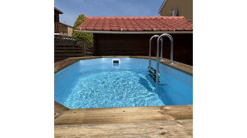 Piscina in legno NEMO 4.3 x 3 - H.1.31 m, sabbia, con supporti da cementare