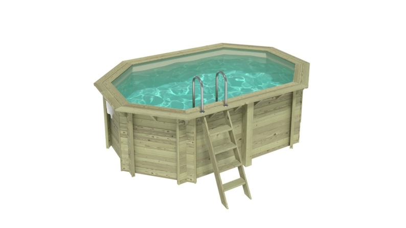 Piscina in legno NEMO 4.3 x 3 - H.1.31 m, sabbia, con supporti fissati al calcestruzzo