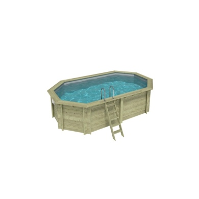 Piscina in legno NEMO 5.79 x 3.49 - H.1.45 m, grigio, con supporti da cementare