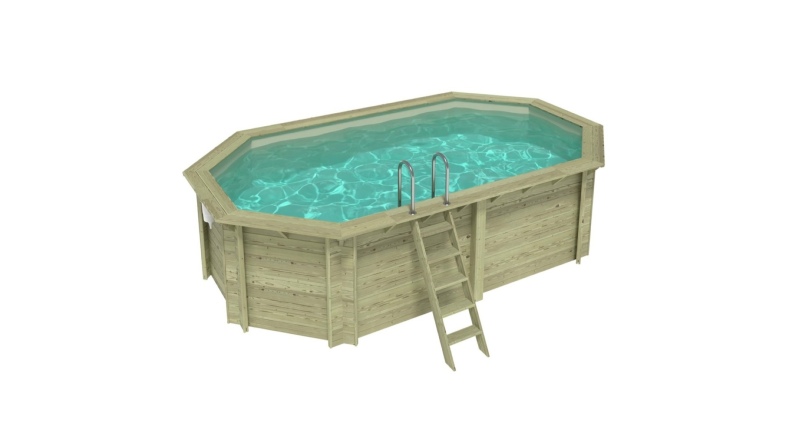 Piscina in legno NEMO 5.79 x 3.49 - H.1.45 m, sabbia, con supporti da cementare