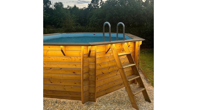Piscina in legno NEMO 5.79 x 3.49 - H.1.45 m, sabbia, con supporti da cementare