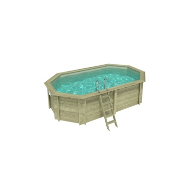 Piscina in legno NEMO 5.79 x 3.49 - H.1.45 m, sabbia, con supporti fissati al calcestruzzo