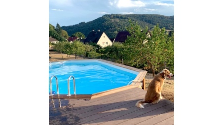 Piscina in legno NEMO 7.3 x 3.97 - H.1.45 m, sabbia, con supporti da cementare