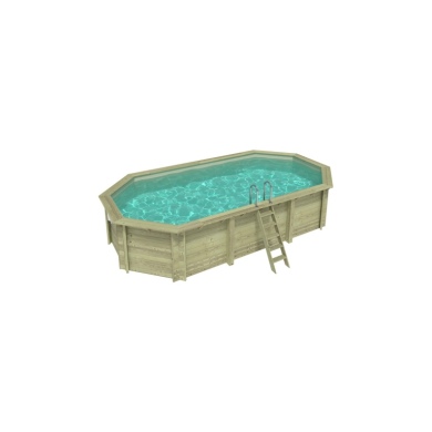 Piscina in legno NEMO 7.3 x 3.97 - H.1.45 m, sabbia, con supporti fissati al calcestruzzo