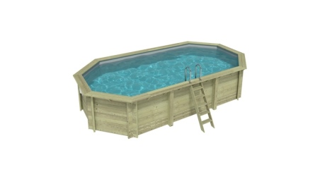 Piscina in legno NEMO 7.3 x 3.97 - H.1.45 m, grigio, Su telaio - senza cementazione