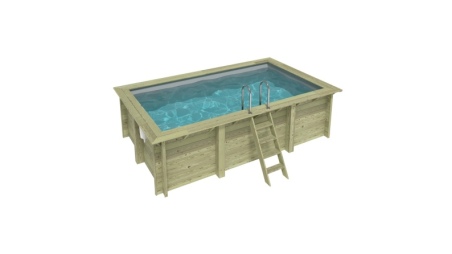 Piscina in legno AQUA 4.65 x 2.85 - H.1.24 m, grigio, con supporti da cementare