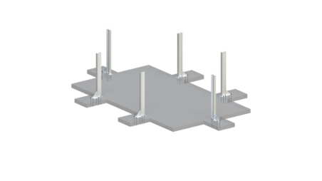 Piscina in legno AQUA 4.65 x 2.85 - H.1.24 m, grigio, con supporti fissati al calcestruzzo