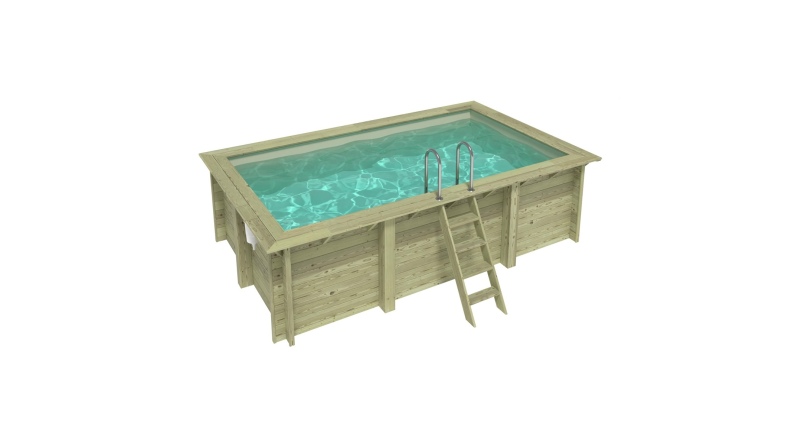 Piscina in legno AQUA 4.65 x 2.85 - H.1.24 m, sabbia, Su telaio - senza cementazione