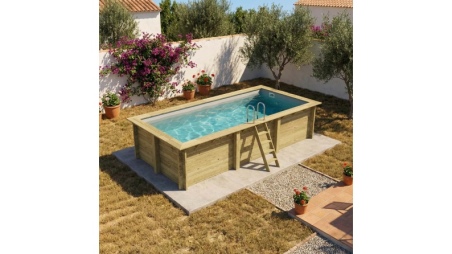 Piscina in legno AQUA 6.1 x 2.85 - H.1.31 m, grigio, con supporti da cementare