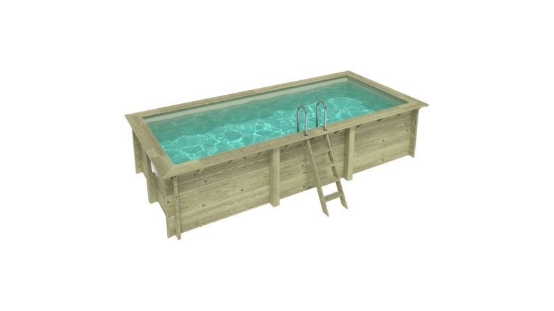 Piscina in legno AQUA 6.1 x 2.85 - H.1.31 m, sabbia, con supporti fissati al calcestruzzo