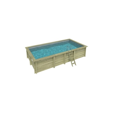 Piscina in legno AQUA 7 x 3.75 - H.1.45 m, grigio, con supporti da cementare