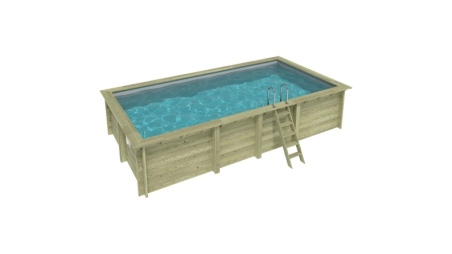 Piscina in legno AQUA 7 x 3.75 - H.1.45 m, grigio, con supporti da cementare