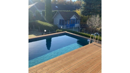Piscina in legno AQUA 7 x 3.75 - H.1.45 m, grigio, con supporti da cementare