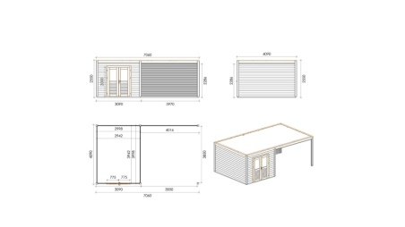 Casetta da giardino in legno Sora 3.09x4.09 m - 12.64 m2 - 28 mm - impregnata