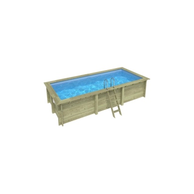 Piscina in legno AQUA 6.1 x 2.85 - H.1.31 m, azzurro chiaro, con supporti fissati al calcestruzzo