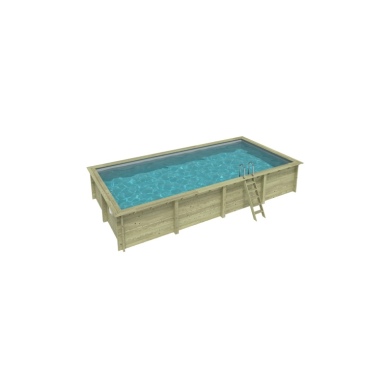 Piscina in legno AQUA 8.5 x 4.35 - H.1.45 m, grigio, con supporti da cementare