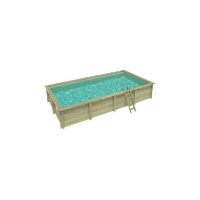 Piscina in legno AQUA 8.5 x 4.35 - H.1.45 m, sabbia, con supporti fissati al calcestruzzo