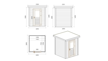 Casetta da giardino in legno Vala 2.09x2.09 m - 4.37 m2 - 28 mm - impregnata