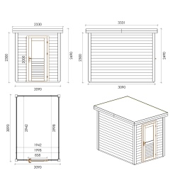 Casetta da giardino in legno Vala 2.09x3.09 m - 6.46 m2 - 28 mm - impregnata