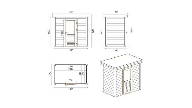 Casetta da giardino in legno Rava 2.59x1.59 m - 4.12 m2 - 28 mm - impregnata