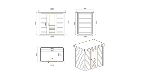 Casetta da giardino in legno Rava 2.59x1.59 m - 4.12 m2 - 28 mm - impregnata
