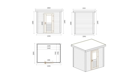 Casetta da giardino in legno Rava 2.59x2.09 m - 5.41 m2 - 28 mm - impregnata