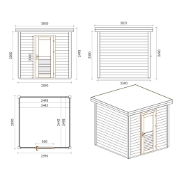 Casetta da giardino in legno Rava 2.59x2.59 m - 6.71 m2 - 28 mm - impregnata
