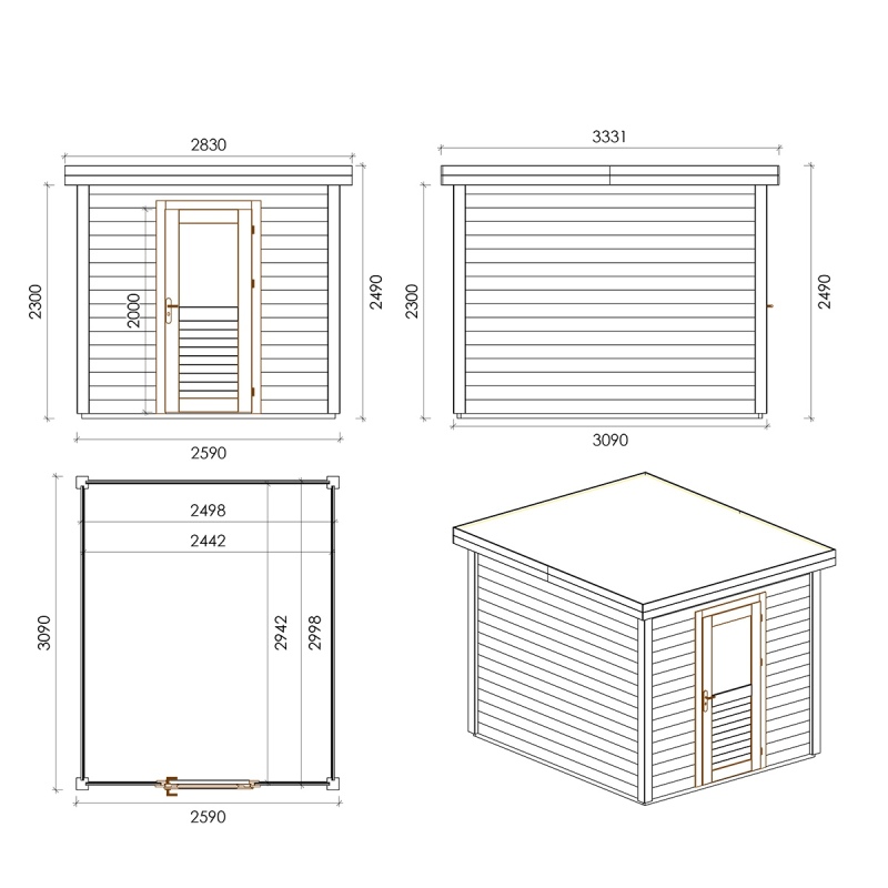 Casetta da giardino in legno Rava 2.59x3.09 m - 8 m2 - 28 mm - impregnata