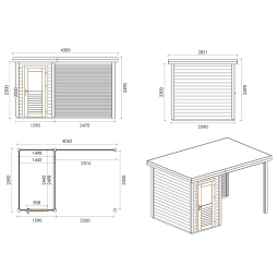Casetta da giardino in legno Mira 4.06x2.59 m - 10.51 m2 - 28 mm - impregnata
