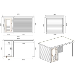 Casetta da giardino in legno Mira 4.56x2.59 m - 11.81 m2 - 28 mm - impregnata