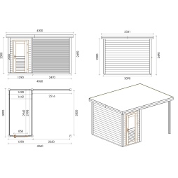 Casetta da giardino in legno Mira 4.06x3.09 m - 12.54 m2 - 28 mm - impregnata