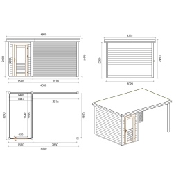 Casetta da giardino in legno Mira 4.56x3.09 m - 14.09 m2 - 28 mm - impregnata